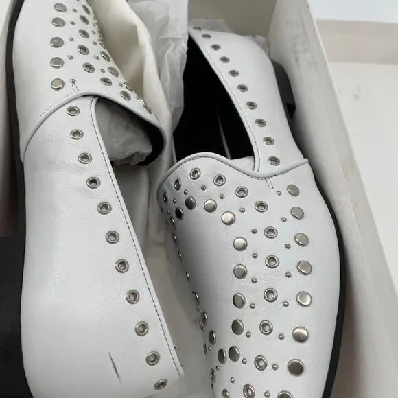 NEW Sandro Bary Studded Leather Loafers white 8 white - Picture 12 of 14